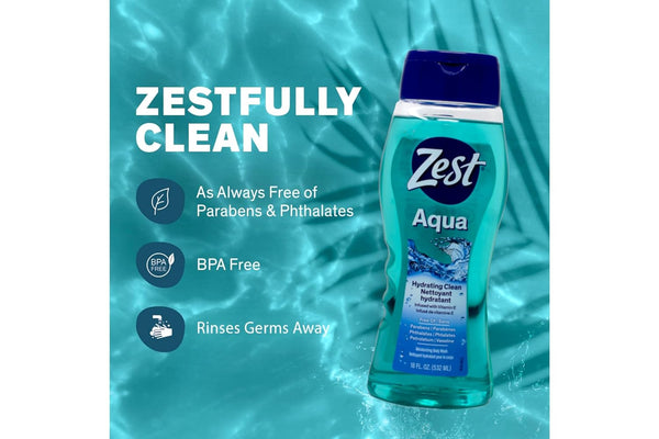 Zest Body Wash, Aqua, 18 Ounce, 2 Pack