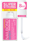 Super Strong Nail Glue for Press on Nails, Nail Tips & Acrylic Nails (8Ml) NYK1 Nailbond Brush on Glue for Press Ons, Tips & Acrylics - Long