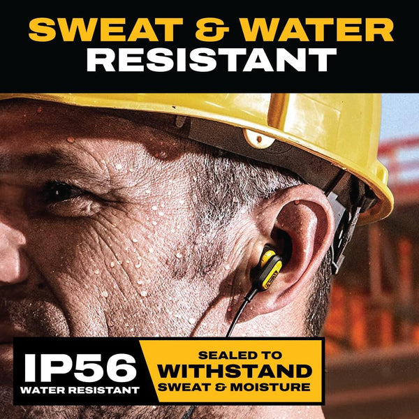 DEWALT Heavy Duty Neckband Bluetooth Earbuds, Wireless Bluetooth 5.2 Headphones W/Microphone, Lightweight Comfort, IP56 Waterproof, Deep Bass