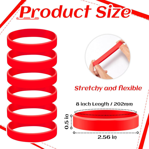 Liliful 200-Piece Blank Silicone Bracelets - Bulk Elastic Wristbands for Adults, Suitable for Team Events, Parties, and Stocking Stuffers(8 X 0.5