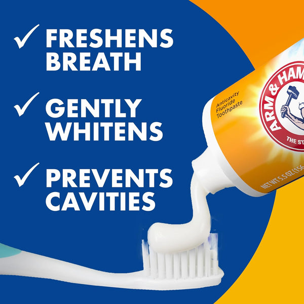 ARM & Hammer Toothpaste Plus TheraBreath Breath Fresheners, ICY Mint Flavor, Teeth Whitening Toothpaste, Anticavity Fluoride for Bad Breath, 5.5
