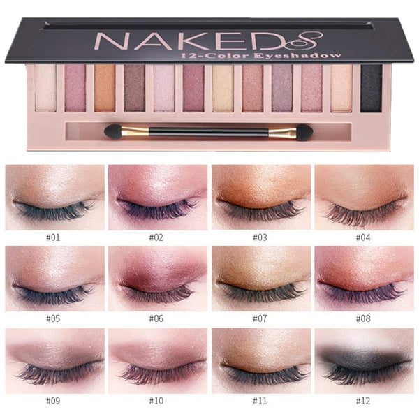 2 Pcs 12 Colors Eye Shadow Palette,Nude Matte Smokey Shimmer Glitter Eyeshadow Palette,Blendable Rich Colors,Waterproof Beauty Makeup Palette Kit