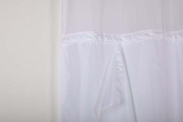Shower Curtain Liner with Snaps 70" W X 54" H Waterproof Polyester Fabric Bath Curtain with Magnet White