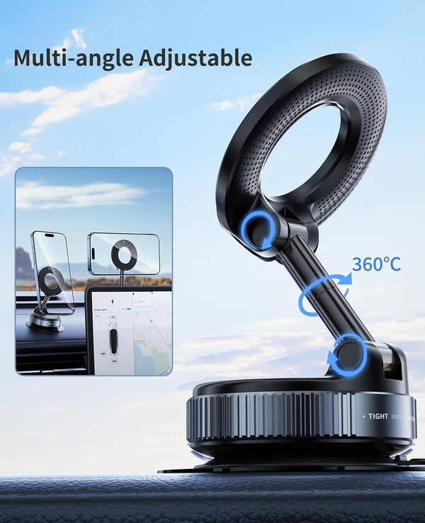 Vacuum Magnetic Phone Holder for Car,Suction Cup Phone Mount,Foldable Vacuum Magnetic Phones Stand,Magnet Car Mount for All Smartphones & All