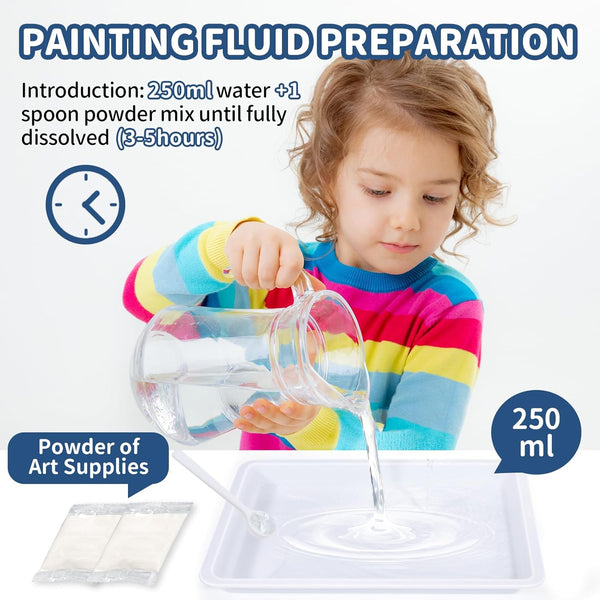 Water Marbling Paint for Kids, Arts and Crafts for Girls Boys, Marbling Paint Art Kit Art Supplies for Kids, Non-Toxic Creative Arts Crafts Kits
