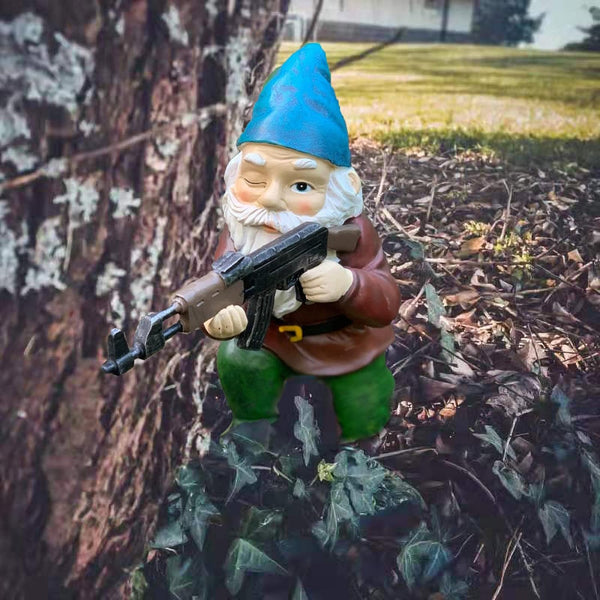 Tirifer Garden Statue Gnome with Gun, Guard Gnome for Garden Military Army Statue Tactical Soldier for Indoor Outdoor, Patio, Yard, Lawn,