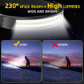 LED Headlamp Rechargeable 2PCS - 230Â° COB Super Bright Head Lights for Forehead, Hard Hat Light for Adults, USB C Headband Flashlight for Work,