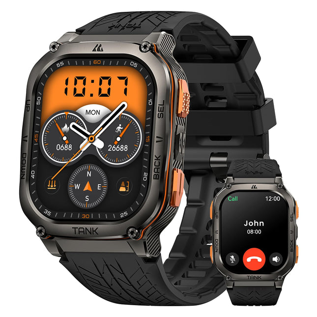 AMAZTIM Military Smart Watch with GPS, 6 Satellite Positioning/Compass, Stainless Steel Body, 50M Waterproof, 480Mah Ext