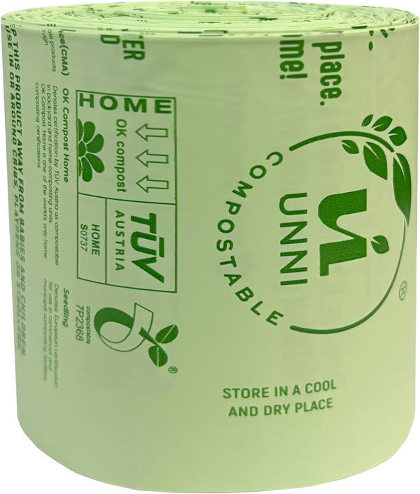 UNNI Compostable Liner Bags, 2.6 Gallon, 9.84 Liter, Extra Thick 0.71 Mil, 100 Count, Small Kitchen Food Scrap Waste Bags, ASTM D6400, US BPI, CMA