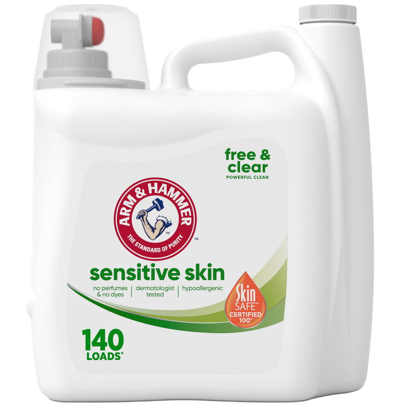 ARM & HAMMER Sensitive Skin Free Clear, 140 Loads Liquid Laundry Detergent, 140 Fl Oz