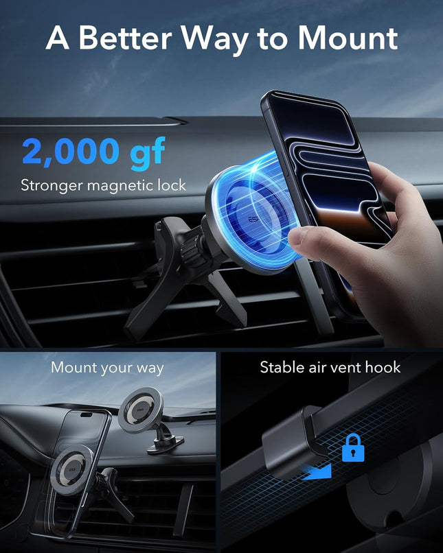 ESR for Magsafe Car Mount, Air Vent/Dashboard Magnetic Phone Holder for Car, Strong Magnets,Car Phone Holder Mount for I