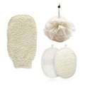 Natural Hemp Bath Mitts & Loofah Gloves Set - Exfoliating Shower Gloves for Women and Men, Organic Fiber Body Scrubber, Reusable Eco-Friendly Bath