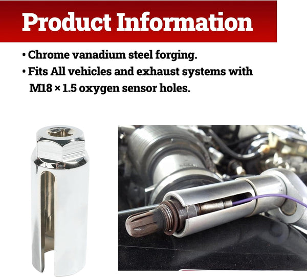 Zlirfy 5PCS Oxygen Sensor Removers,Automotive Oxygen Sensor Socket Wrench Remover Tool and Thread Chaser Set,O2 Oxygen Sensor Socket Set for