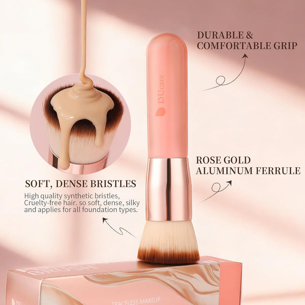 Ducare Self Tanner Brush Kabuki Foundation Brush for Liquid Makeup Flat Top Professional Stick Buffing Blending Mineral Powder Large Makeup Face