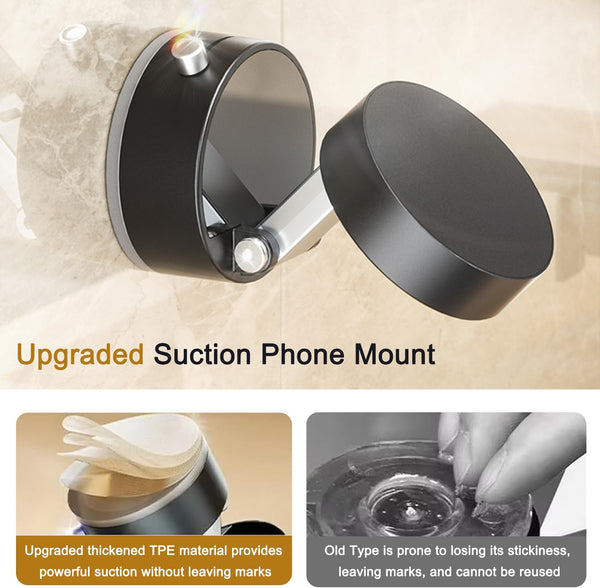 Foldable Magnetic Vacuum Phone Holder, Ultra Strong Suction Cup Phone Mount for Car/Travel/Desktop, Adjustable Vacuum Magnets Phone Stand Car