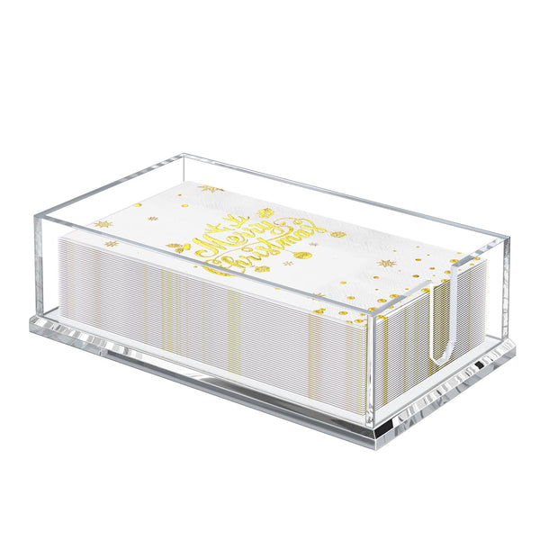 Napkin Holder for Table, Acrylic Guest Towel Holder for Bathroom, Clear Disposable Paper Hand Towels Tray for Kitchen, Cocktail Napkin Holder,