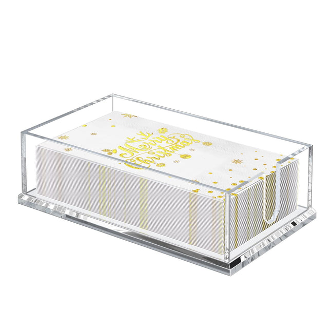 Napkin Holder for Table, Acrylic Guest Towel Holder for Bathroom, Clear Disposable Paper Hand Towels Tray for Kitchen, C