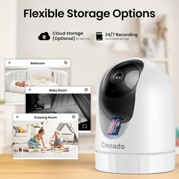Security Camera Indoor-2K 360Â° Wifi Cameras for Home Securityï¼Pet/Dog/Baby Camera with Phone App, 2-Way Audio, Night Vision, 24/7 SD Card Storage,