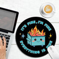 2 Pack Dumpster on Fire Mouse Pad, Funny Cute Mousepad for Desk Accessories, Small Round Mouse Pad for Wireless Mouse Gaming Computer Laptop, This