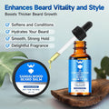 Beard Growth Oil & Beard Balm - Beard Growth Kit with 2X Concentration Biotin for Men, Natural Ingredients with Argan Oil, Jojoba Oil and Vitamin