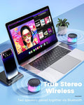 LENRUE Portable Bluetooth Speakers with Colorful Lights, Loud Sound, Small Bluetooth Speaker with Wireless Stereo Pairing, Mini Gifts for Kids,