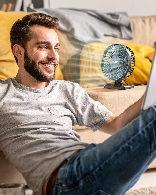 Gaiatop USB Desk Fan, Small But Powerful, Personal Portable Quiet 3 Speeds, Adjustable Mini Table Desktop fan for Coolin