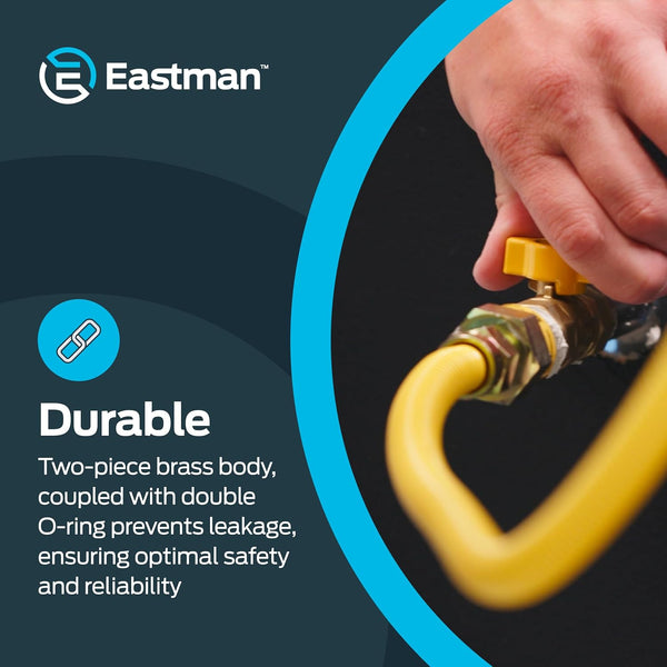 Eastman 1/2 Inch FIP X 1/2 Inch OD Flare Female Straight Gas Ball Valve with 1/4-Turn Handle, Brass Plumbing Fitting, 60003