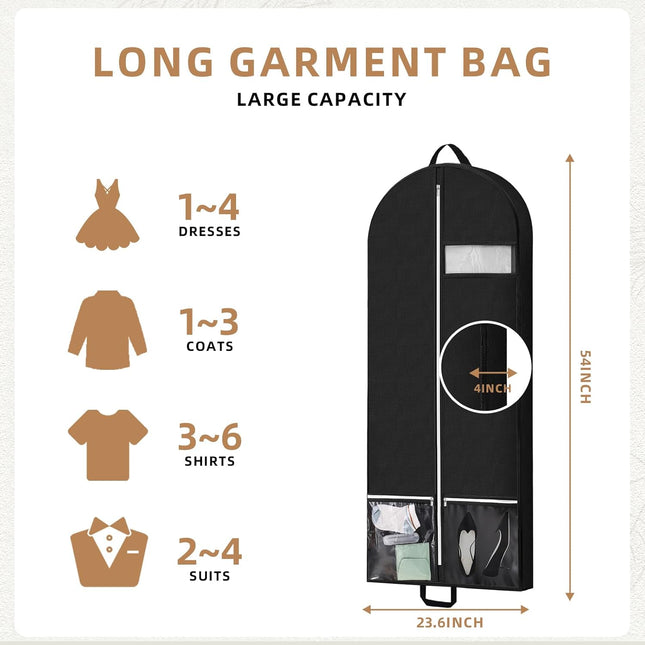 43" Garment Bags for Travel and Storage, Travel Suit Bags for Men Women with 2 Clear Pockets, Storage Bags for Clothes, 
