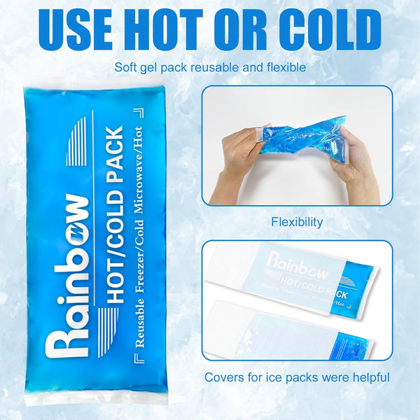 Soft Ice Packs Reusable Gel Pack 2, Hot and Cold Gel Ice Packs for Injuries, Headaches, Joint Pain Relief, Comfort Ice Pack Flexible Therapy on