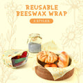 3 Rolls Reusable Beeswax Food Wraps 13'' X 59'' Eco Friendly Sustainable Beeswax Food Storage Wrap Honeycomb Floral Organic Cotton Food Wrap for