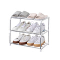 Stackable Small Shoe Rack, Entryway, Hallway and Closet Space Saving Storage and Organization (3-Tier, White)