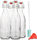 AYL Flip Top Glass Bottle [1 Liter / 33 Fl. Oz.] [Pack of 4] â Swing Brewing Bottle with Stopper for Beverages, Oil, Vinegar, Kombucha, Water,