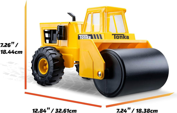 Tonka Steel Classics - Steam Roller - Made with Steel, Yellow Toy Truck, Boys and Girls, Toddlers Ages 3+, Big Construction Truck, Birthday Gift,