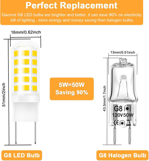 G8 Led Bulb Dimmable for GE Microwave Oven, 120V 50W Kitchen over Stove Light/Surface Light Bulb for GE over the Range Microwave Hood, Replaces