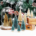 Aerwo 24Pcs Mini Christmas Trees Bottle Brush Trees with Wood Base, Christmas Village Trees for Tabletop Christmas Decor Holiday Winter Decorations