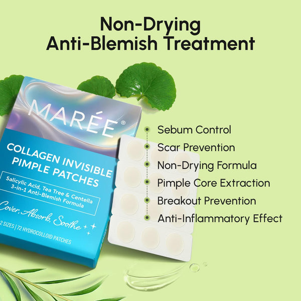 MAREE Pimple Patches for Face - Clear Acne Patches for Face - Invisible Hydrocolloid Patch Parches Para Acne Stickers Zit Dots - Cystic Zit