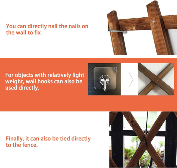 Avalution Extensible Natural Garden Wooden Fence Lattice Frame Plant Support Frame Natural Wooden Lattice Frame for Cucumber Climbing Plant Vines