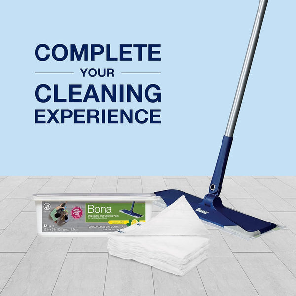 BonaÂ® Disposable Wet Cleaning Pads for Hard-Surface Floors, Lemon Mint Scent 12 Count (Pack of 1)