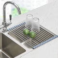 Seropy Roll up Dish Drying Rack, over the Sink Dish Drying Rack Kitchen Rolling Dish Drainer, Foldable Sink Rack Mat Stainless Steel Wire Dish