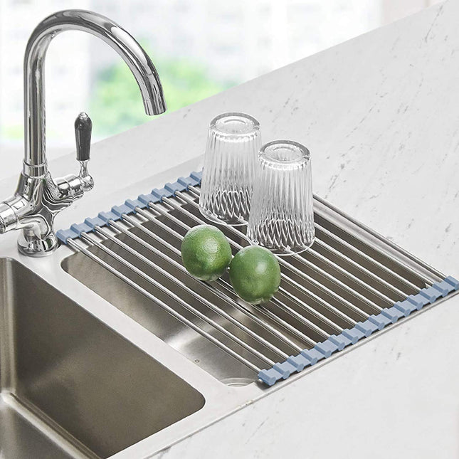 Seropy Roll up Dish Drying Rack, over the Sink Dish Drying Rack Kitchen Rolling Dish Drainer, Foldable Sink Rack Mat Sta
