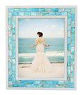 GIFTME 5 Beach Picture Frame 8X10,Mosaic Picture Frame Mother of Pearl,Turquoise Tabletop or Wall Hanging Photo Frame(8X10 Inch, Blue,1Pc)