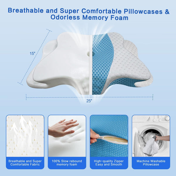 Pain Relief Cervical Pillow for Neck Support,Adjustable Ergonomic Pillow Cozy Sleeping,Odorless Orthopedic Memory Foam Pillows,Contour Bed Pillow