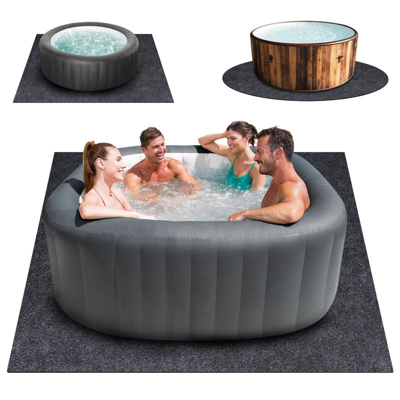 80 * 80 Inch Hot Tub Mat, Extra Large Inflatable Hot Tub Pad Outdoor Indoor, Waterproof Slip-Proof Backing, Absorbent Spa Pool Ground Base