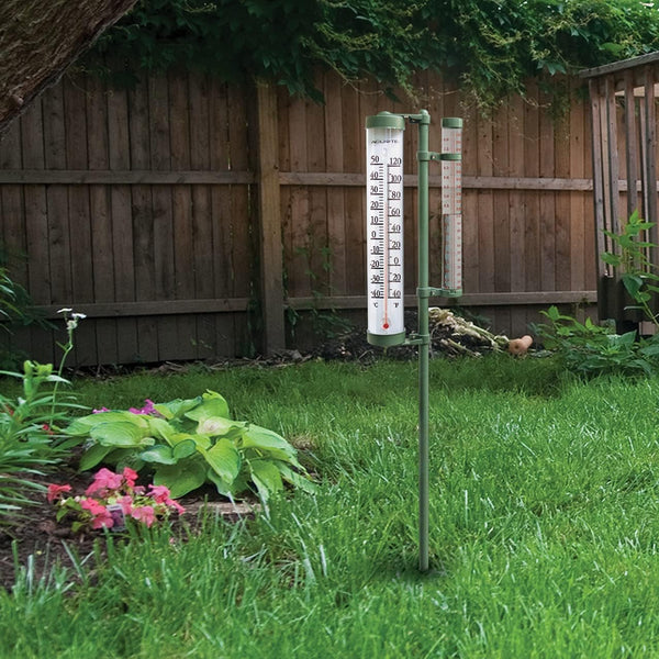 Acurite 02345 8-Inch Rain Gauge & Thermometer Swivel Combination