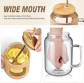 32 Oz Glass Tumbler with Lid and Straw,Glass Water Bottles with Handle,Glass Cup with Time Marker and Silicone Sleeve, Fits in Cup Holder BPA