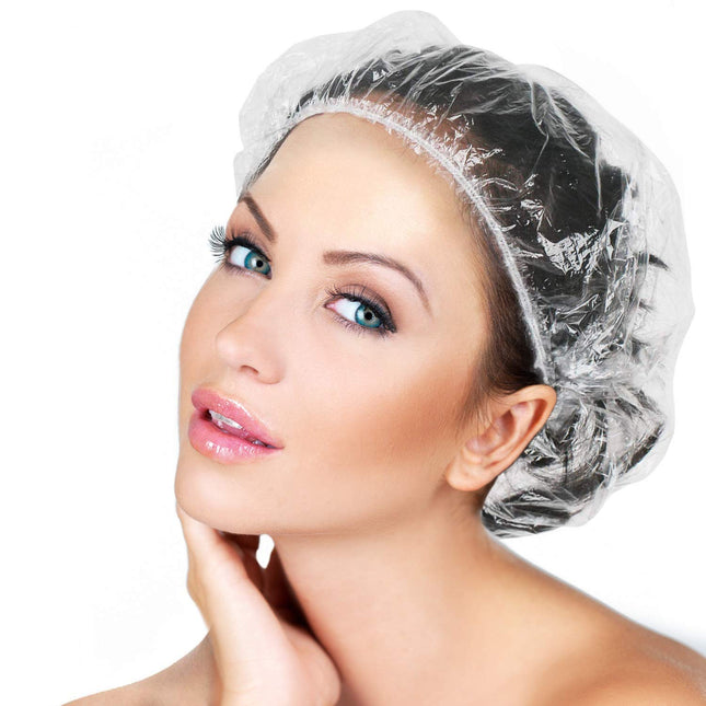 30Pcs Disposable Shower Caps-Multi-Purpose Thickening Elastic Bath Cap Plastic Waterproof Clear Shower Cap Bath Shower C