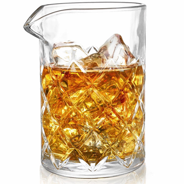 Tebery Seamless Crystal Cocktail Mixing Glass for Stirring Drinks, 16Oz Thick Bottom Bar Mixing Pitcher, Stirring Glass Drink Maker for Bar,