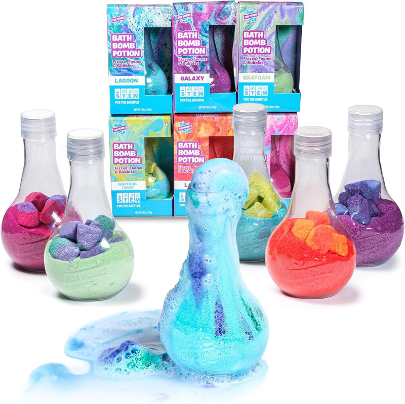 Tub Works® Kids Bath Bomb Potion™ Bath Toy, Variety 6 Pack | Nontoxic | Fizzes, Foams & Bubbles with an Eruption of Color | Interactive Bath Bombs