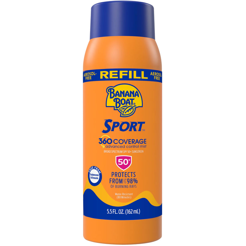 Banana Boat Sport 360 Coverage Spray Sunscreen Mist SPF 50 Refill | Non-Aerosol Sunscreen Spray, SPF 50 Sunblock Mist, Oxybenzone-Free, 360