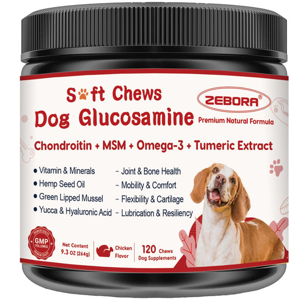 Glucosamine for Dogs, Joint Supplement for Dogs with Chondroitin, MSM, Omega-3, Turmeric and Vitamins for Pain Relief, Dog Joint Supplement with
